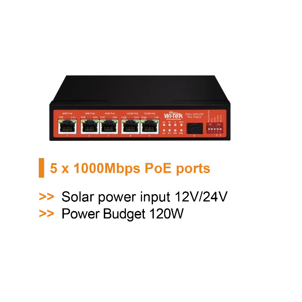 WI-TEK GIGA 5 PORTS UPS POE SWITCH 15A, WI-PS306GF-UPS-15A