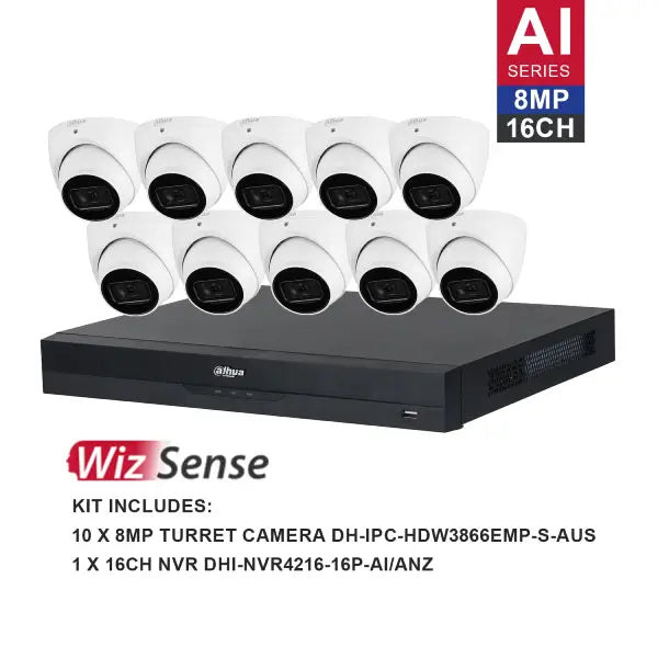 Dahua 8MP Surveillance Kit 16 Channel NVR, DH-K81610T-CTC Security