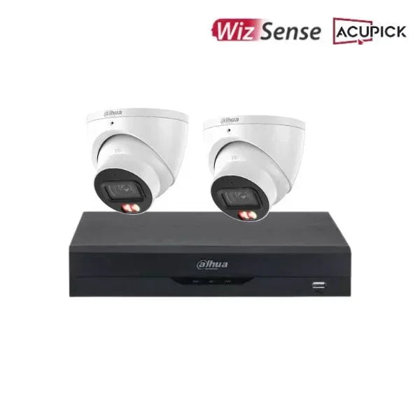 Dahua 8MP 4K CCTV Kit 4 CH NVR, 2 x Smart Dual Light Turret Cameras, Fixed Lens