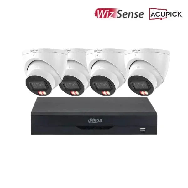 Dahua 8MP 4K CCTV Kit 8 CH NVR, 4 x Smart Dual Light Turret Cameras, Fixed Lens