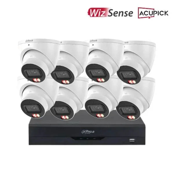 Dahua 6MP CCTV Kit 8 CH NVR, 8 x Smart Dual Light Turret Cameras, Fixed Lens