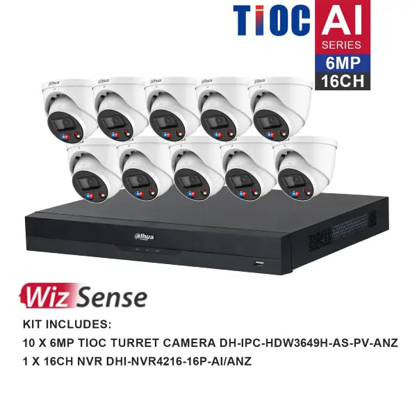 Dahua TIOC 6MP Surveillance Kit 16 Channel NVR, DH-K61610TIOC-CTC Security