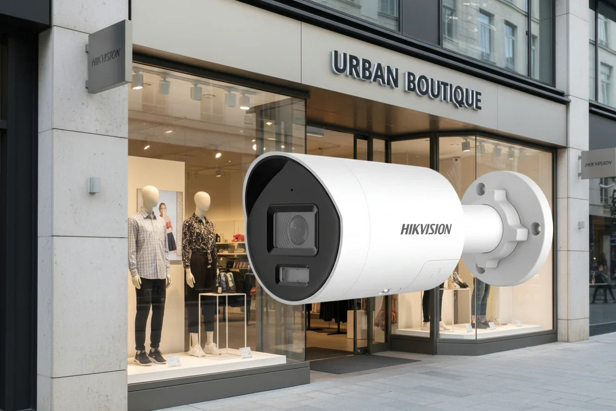 Hikvision security camera on a white background