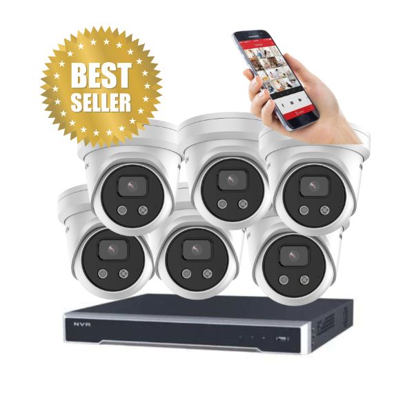 Hikvision CCTV Kit, AcuSense, 6 x 8MP Turret, 8CH NVR with 4TB HDD