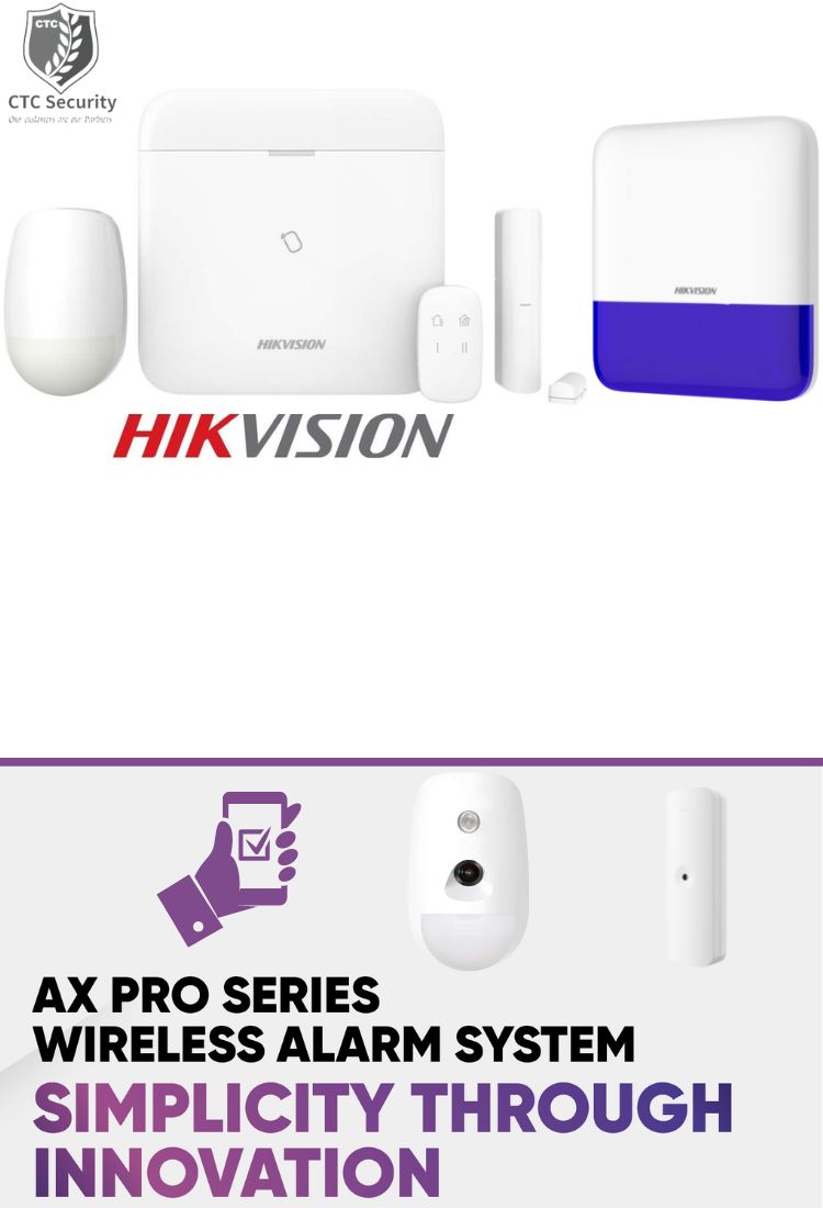 Hikvision AX Pro Fully Wireless DIY Security Alarm System with a large range of wireless accessories all smartphone controlled.