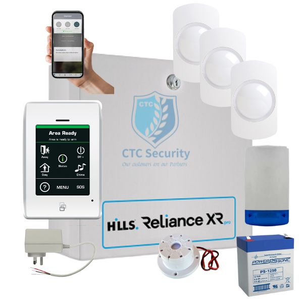 Hills-_Security-_Alarm_-System-_Reliance-_XR-Touchnav-_Kit-Guardall-Detectors-Top Hat Siren