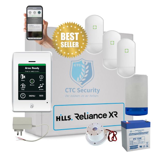 Hills Security Alarm System Reliance XR, Touchnav Kit with Optex Detectors