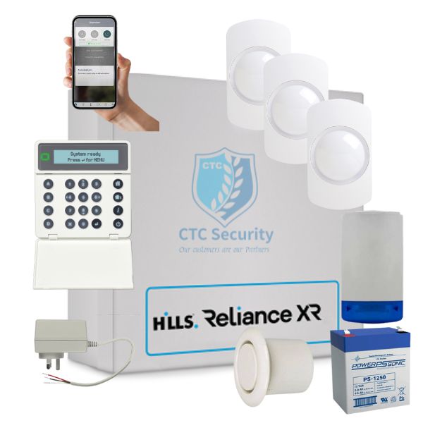 Hills Security Alarm System Reliance XR, NXG-1830 with Guardall Detectors