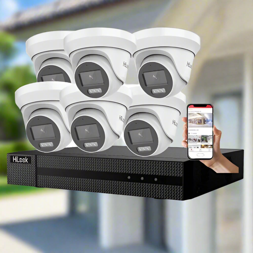 HiLook CCTV Kit, 8 Channel Network Recorder, 6 x 6MP Turret Cameras