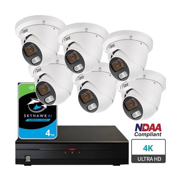IDIS CCTV Kit 16 Channel Network Recorder, 6 x 5MP Turret Cameras, IDIS-LITE-CAM-NVR-KIT-3-CTC Security