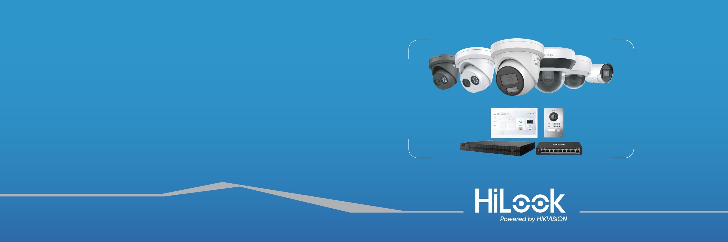 HiLook security camera system on a blue background