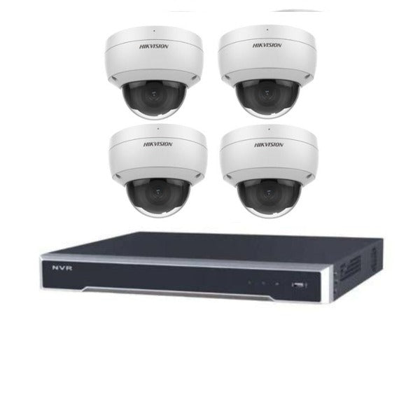 Hikvision CCTV Kit, AcuSense, 4 x 6MP Dome (Mic), 4CH NVR with 3TB HDD