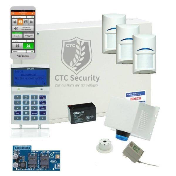 Bosch Solution 6000 GSM Kit with 3 x Gen 2 Quad Detectors, Standard Box Siren-Top Hat Piezo-CTC Security