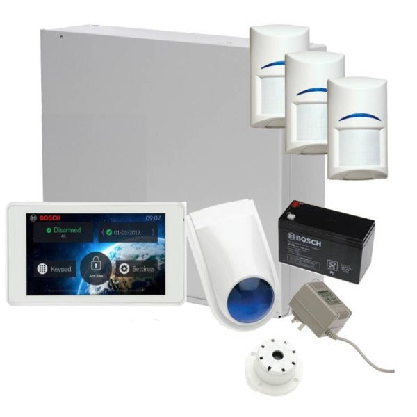 Bosch Solution 3000 Alarm System with 3 x Gen 2 Quad Detectors+ 5" Touch Screen Code pad-Alarm System-CTC Security