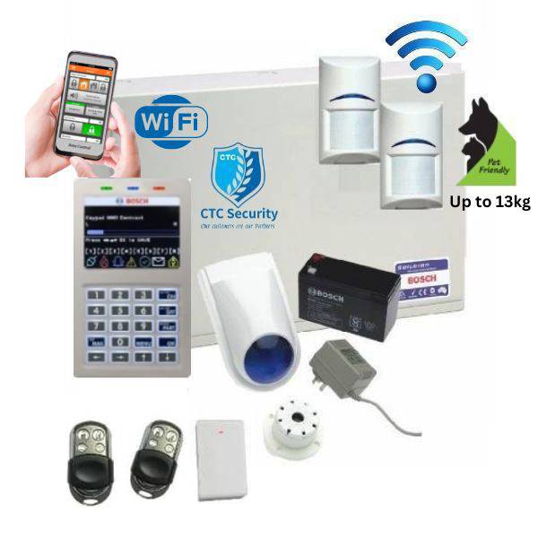 Bosch Solution 6000 Alarm System Wi-Fi Kit with 2 x Wireless Detectors + Stainless Steel Remote Controls