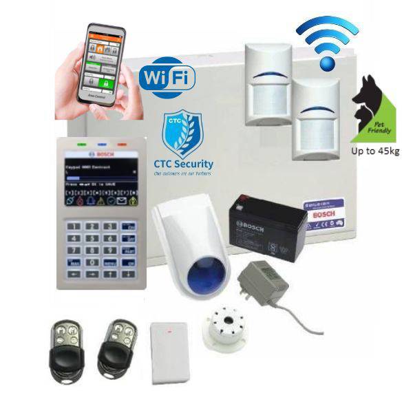 Bosch Solution 6000 Alarm System Wi-Fi Kit, 2 x Wireless Tritech Detectors + Stainless Steel Remote Controls