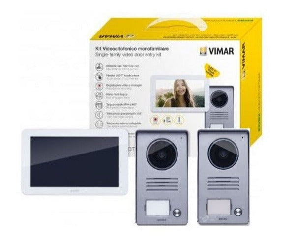 Elvox Home Video Intercom Kit 7" Monitor with 2 Door Stations