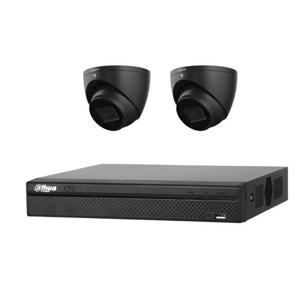 Dahua 4 Channel SMD Black Security Kit,  4 CH Ultra HD NVR, 2 X 6MP WizSense HDW3641EMP Black Camera