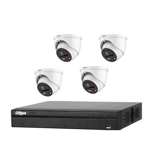 Dahua TIOC 2.0 Active Deterrence Security Camera Kit, 8 Channel NVR with 4 X 8MP TIOC 2.0 Turret Camera