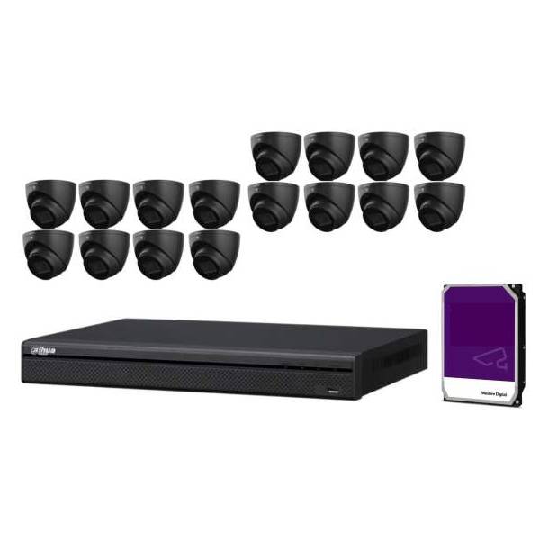 Dahua CCTV IP Kit, 16 Channel with 6MP Eyeballs, 16 Eyeball Cameras Black, 2 TB Hard Drive-CCTV Kit-CTC Security