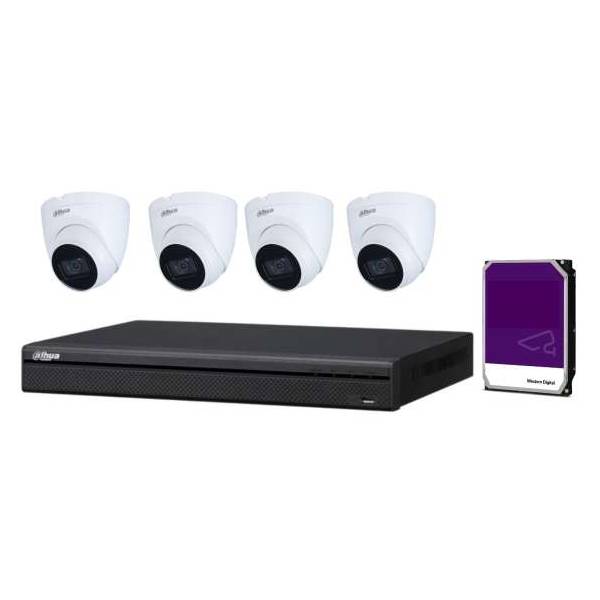 Dahua Security Camera Kit, 4 Channel with 5MP Eyeballs, 4 Cameras, 2 TB Hard Drive