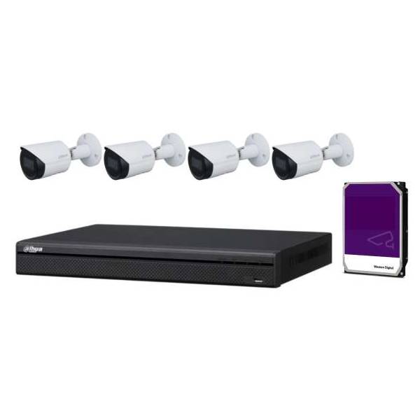 Dahua Security Camera Kit, 4 Channel with 5MP Bullet, 4 Cameras, 2 TB Hard Drive