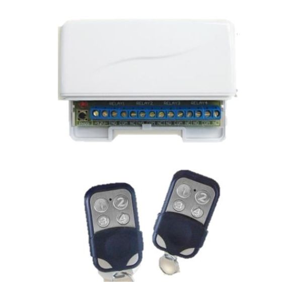 Stand Alone 4 x Relay Receiver, 2 x Remotes Kit
