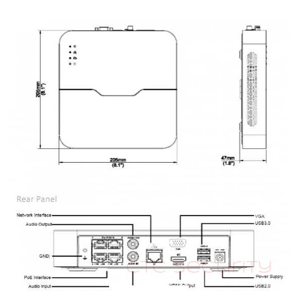 Uniarch Security Camera Kit, 4 Channel with 5MP Turret, 4 Cameras, 2 TB Hard Drive