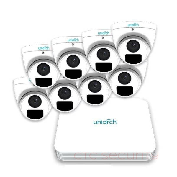 Uniarch Security Camera Kit, 8 Channel with 5MP Turret, 8 Cameras, 4 TB Hard Drive