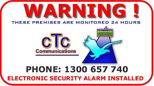 Warning Alarm sticker CTC Communications-Software and signs-CTC Security