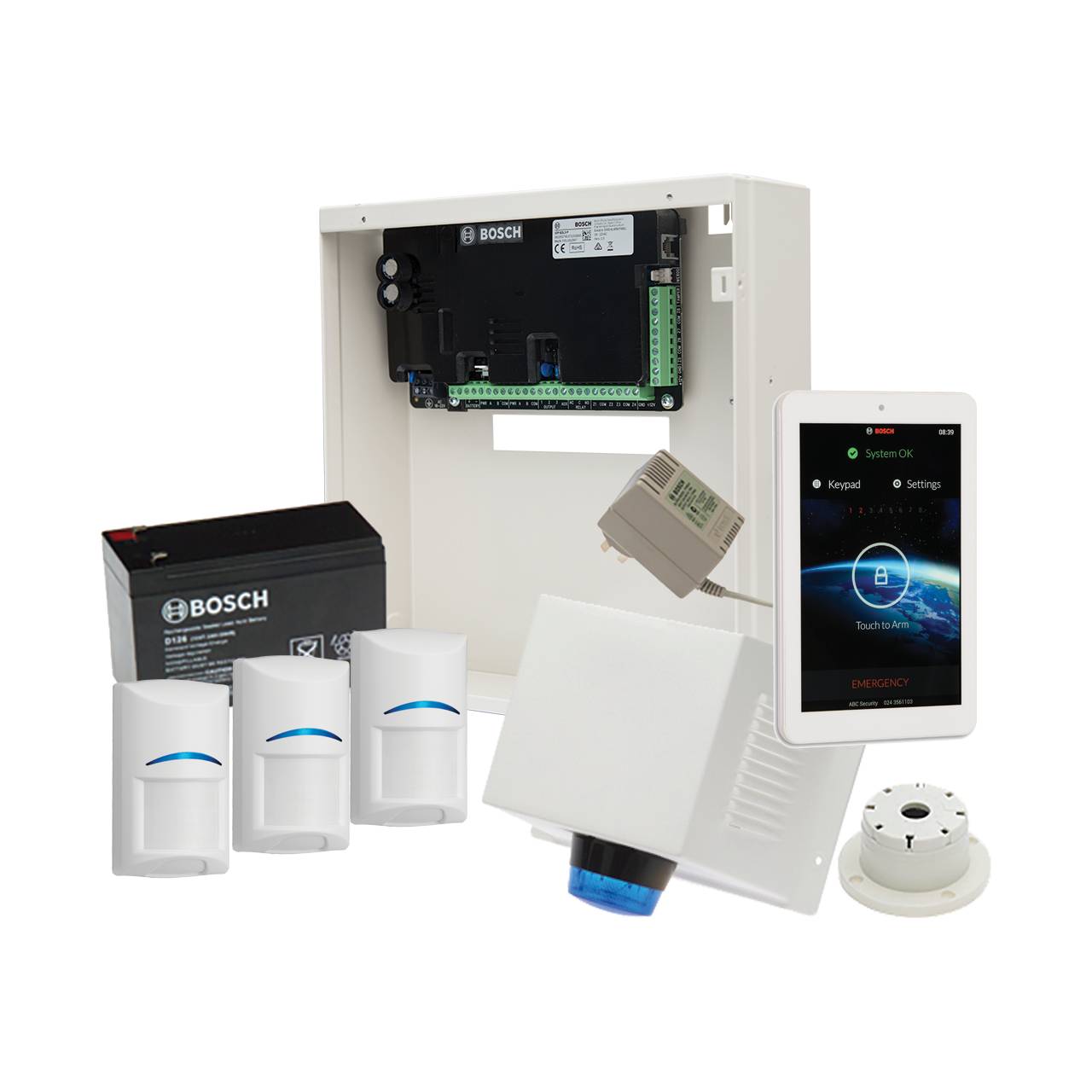 Bosch Solution 3000 Alarm System with 3 x Gen 2 PIR Detectors+ 7" Touch Screen Code pad