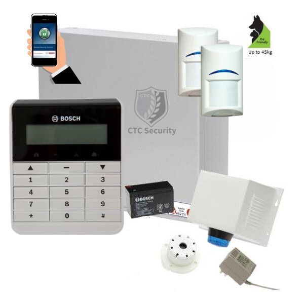 Bosch Solution 2000 Alarm System with 2 x Gen 2 Tritech Detectors+ Text Code pad+ IP Module