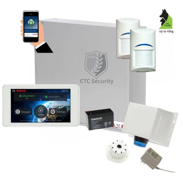 Bosch Solution 2000 Alarm System with 2 x Tritech Detectors+ 5" Touch Screen Code pad+ IP Module