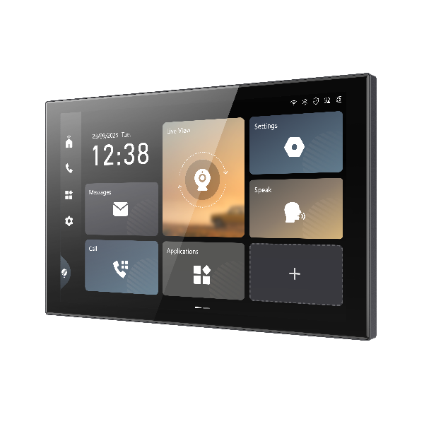 Smart home control panel with various icons on a transparent background