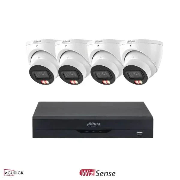 Dahua 6MP CCTV Kit 8 CH NVR, 4 x Smart Dual Light Turret Cameras, Fixed Lens