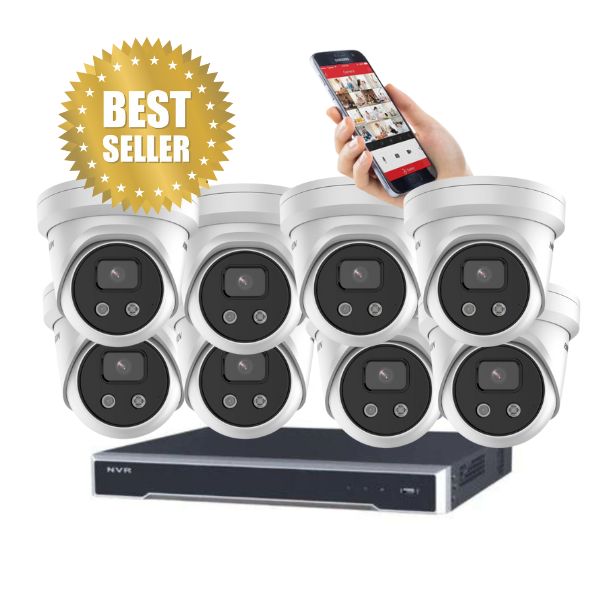 Hikvision CCTV Kit, AcuSense, 8 x 8MP Turret, 8CH NVR with 4TB HDD-CTC Security