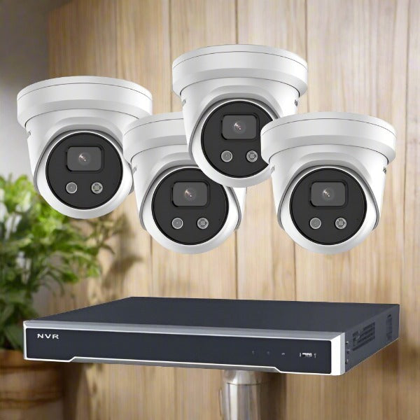 Hikvision CCTV Kit, AcuSense 4 x 4MP Turret, 4CH NVR with 4TB HDD