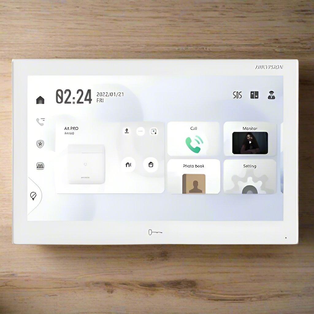 Hikvision DS-KH9510-WTE1-WHITE(B) Gen2 10" Android Control Centre All-in-one Indoor Station to Suit Intercom, AX Pro & CCTV, Wifi, POE, White