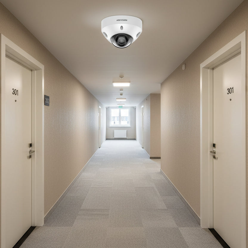 Hikvision security camera on a white background