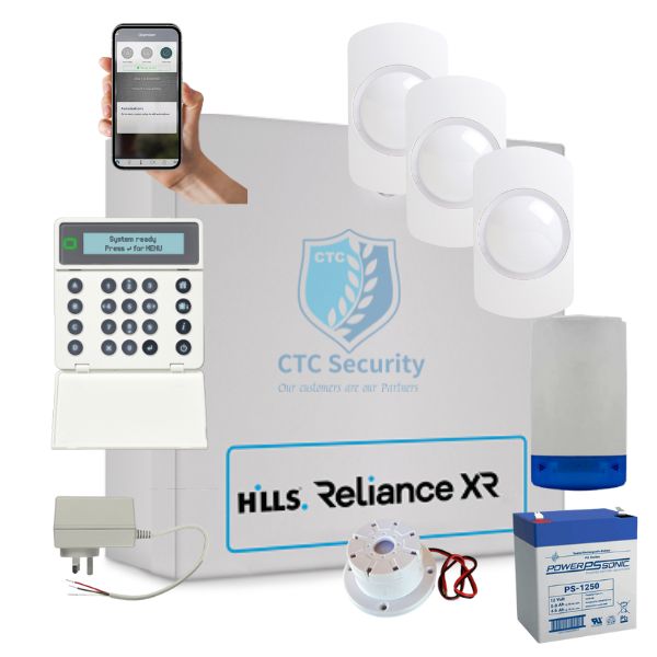 Hills Security Alarm System Reliance XR, NXG-1830 with Guardall Detectors
