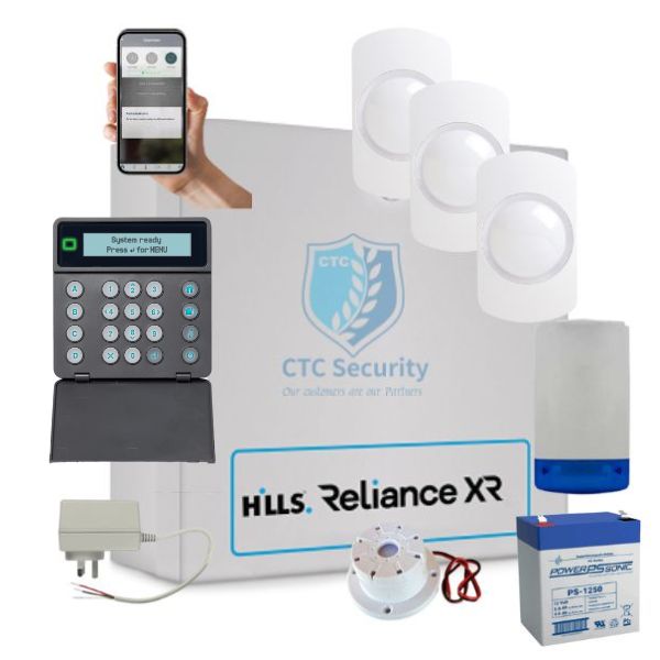 Hills Security Alarm System Reliance XR, NXG-1830 with Guardall Detectors
