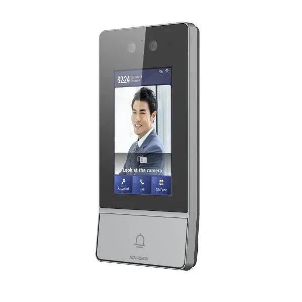 Smart doorbell with display screen on a white background