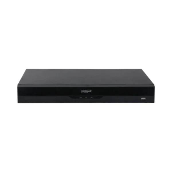 Black electronic device with brand logo Dahua on a white background