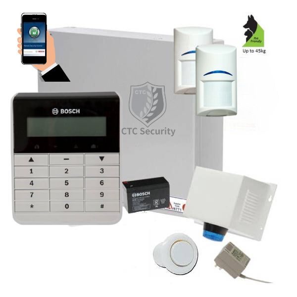 Bosch Solution 2000 Alarm System with 2 x Gen 2 Tritech Detectors+ Text Code pad+ IP Module