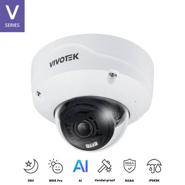 Vivotek Dome Security Camera 5MP Motorised Lens, FD9387-EHTV-V3