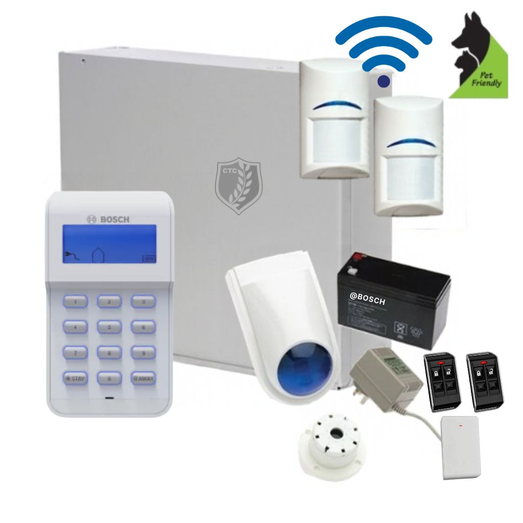 Bosch Solution 3000 Alarm System with 2 x Wireless Tritech detectors+ Icon Code pad + Deluxe Remote Kit
