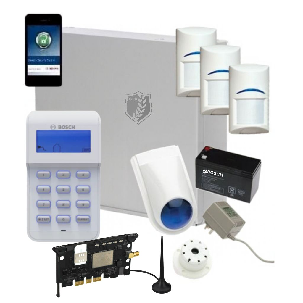 Bosch Solution 3000 Alarm Kit with 3 Gen 2 PIR Detectors, Icon Keypad & B444-G 4G Communicator
