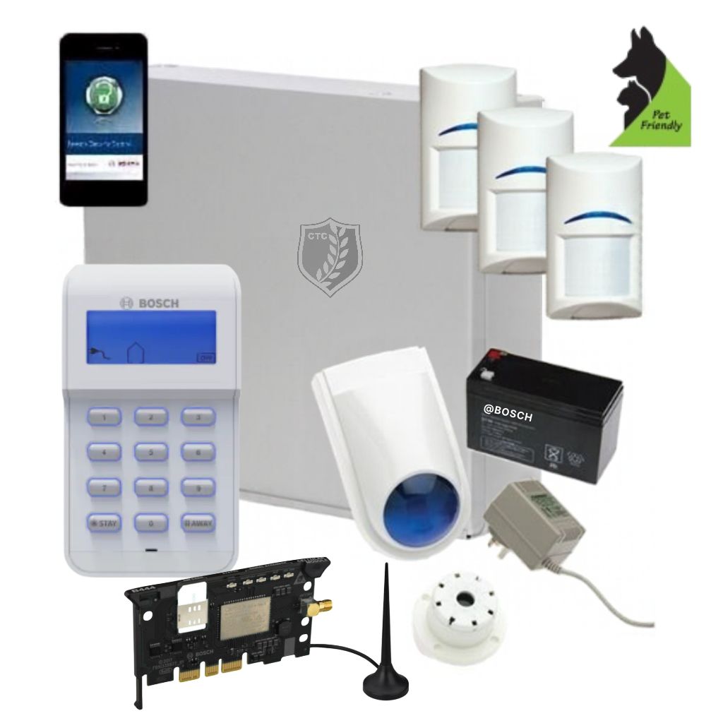 Bosch Solution 3000 Alarm Kit with 3 Gen 2 TriTech Detectors, Icon Keypad & B444-G 4G Communicator