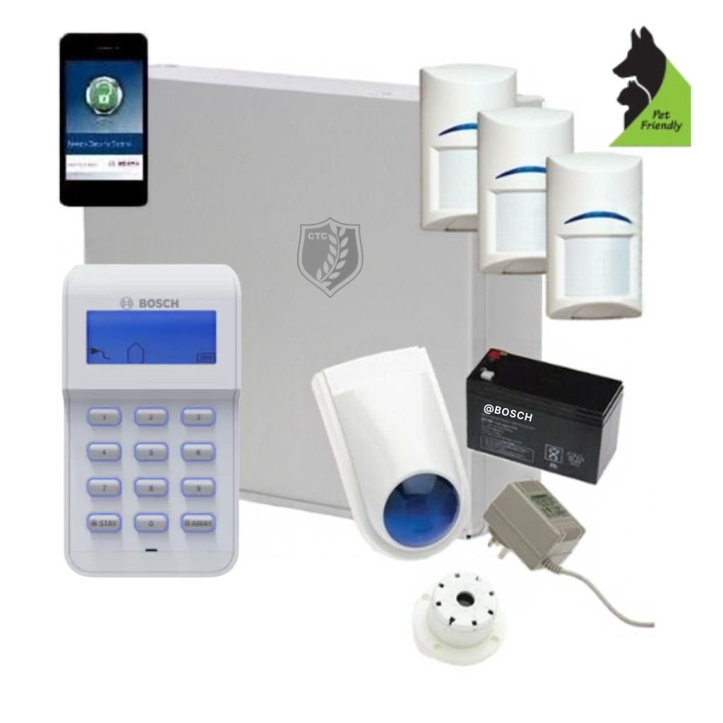 Bosch Solution 3000 Alarm System with 3 x Gen 2 Tritech Detectors+ Icon Code pad+ IP Module