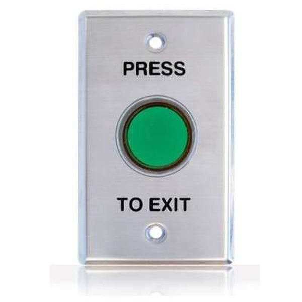 Press to Exit Button, Shrouded Green, Illum Std Plate-Generic-CTC Security
